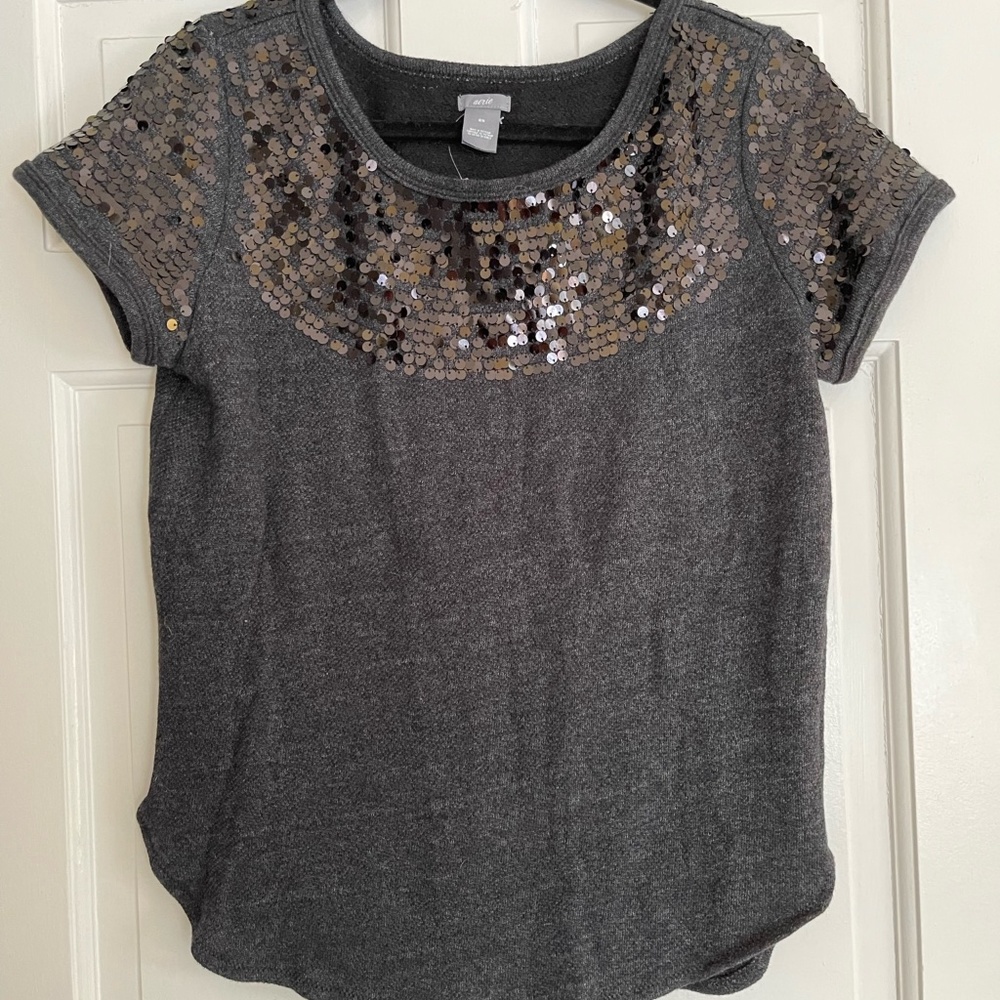 Aerie, Sequin Short Sleeve Sweater, NWOT, M